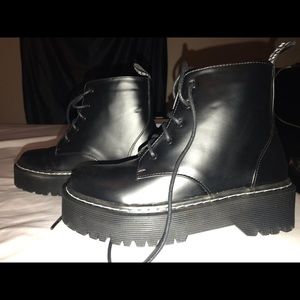 Black Leather Combat Boots